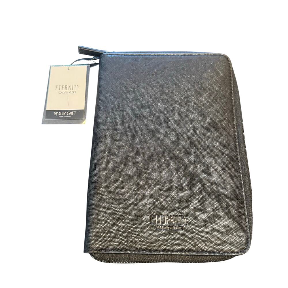 NWT Calvin Klein Eternity Black Faux Leather Travel Planner Pouch